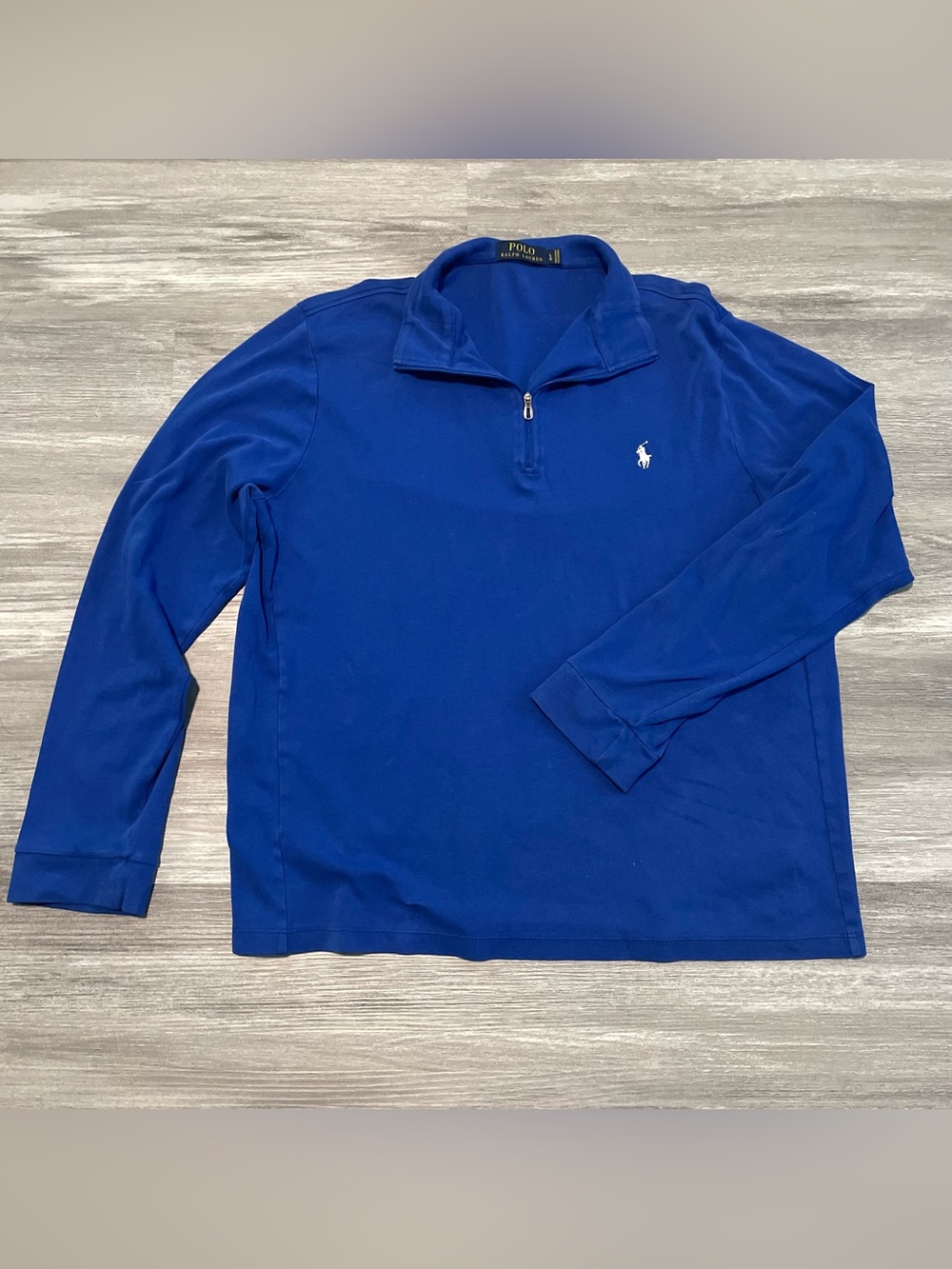 Polo Ralph Lauren Men's Royal Blue Quarter Zip Long Sleeve Pullover Shirt Size L